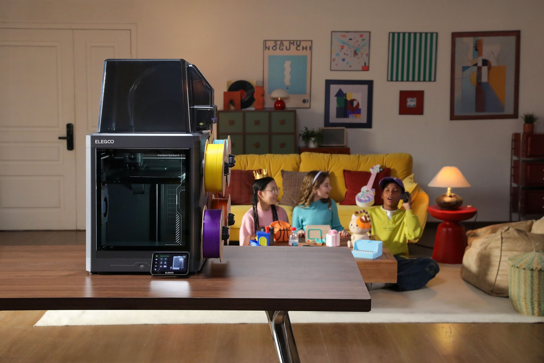 ELEGOO Centauri Carbon 2 Combo shown in an official press kit lifestyle image.