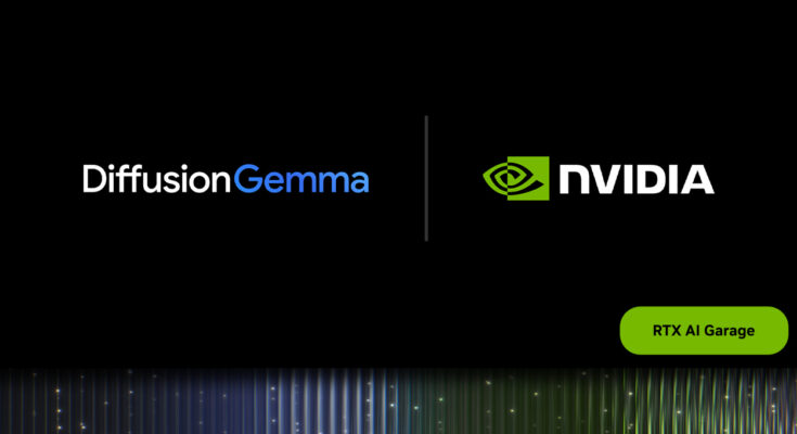 Official NVIDIA DiffusionGemma local AI graphic for RTX systems Official NVIDIA DiffusionGemma local AI graphic for RTX systems