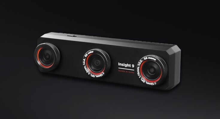 Official LooperRobotics Insight 9 spatial AI camera product image with three front lenses Official LooperRobotics Insight 9 spatial AI camera product image with three front lenses