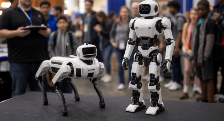 Educational AI robots demonstrated at a student maker and STEM event Educational AI robots demonstrated at a student maker and STEM event