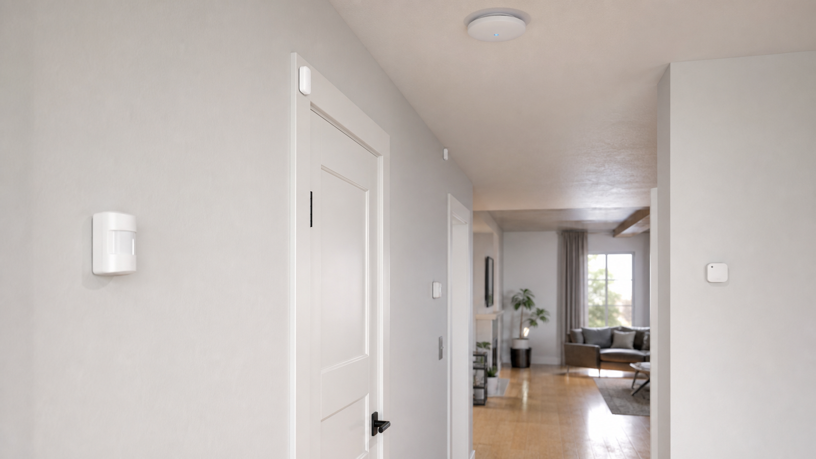 Home lab hallway sensor placement with access point and small battery sensors