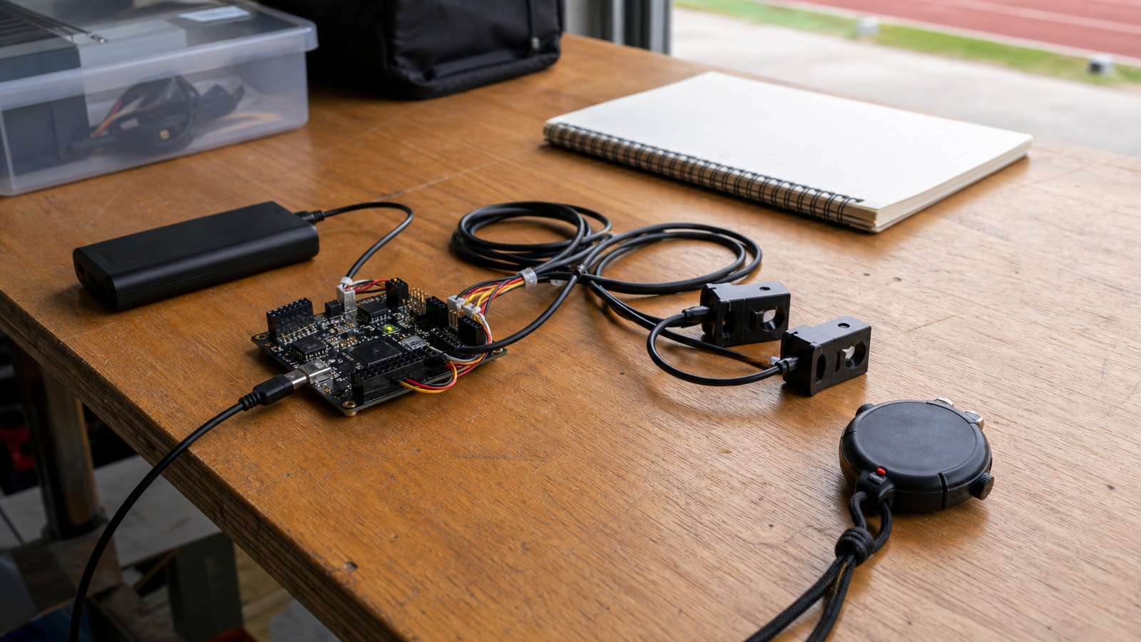 Student-style data logging bench for sports timing project