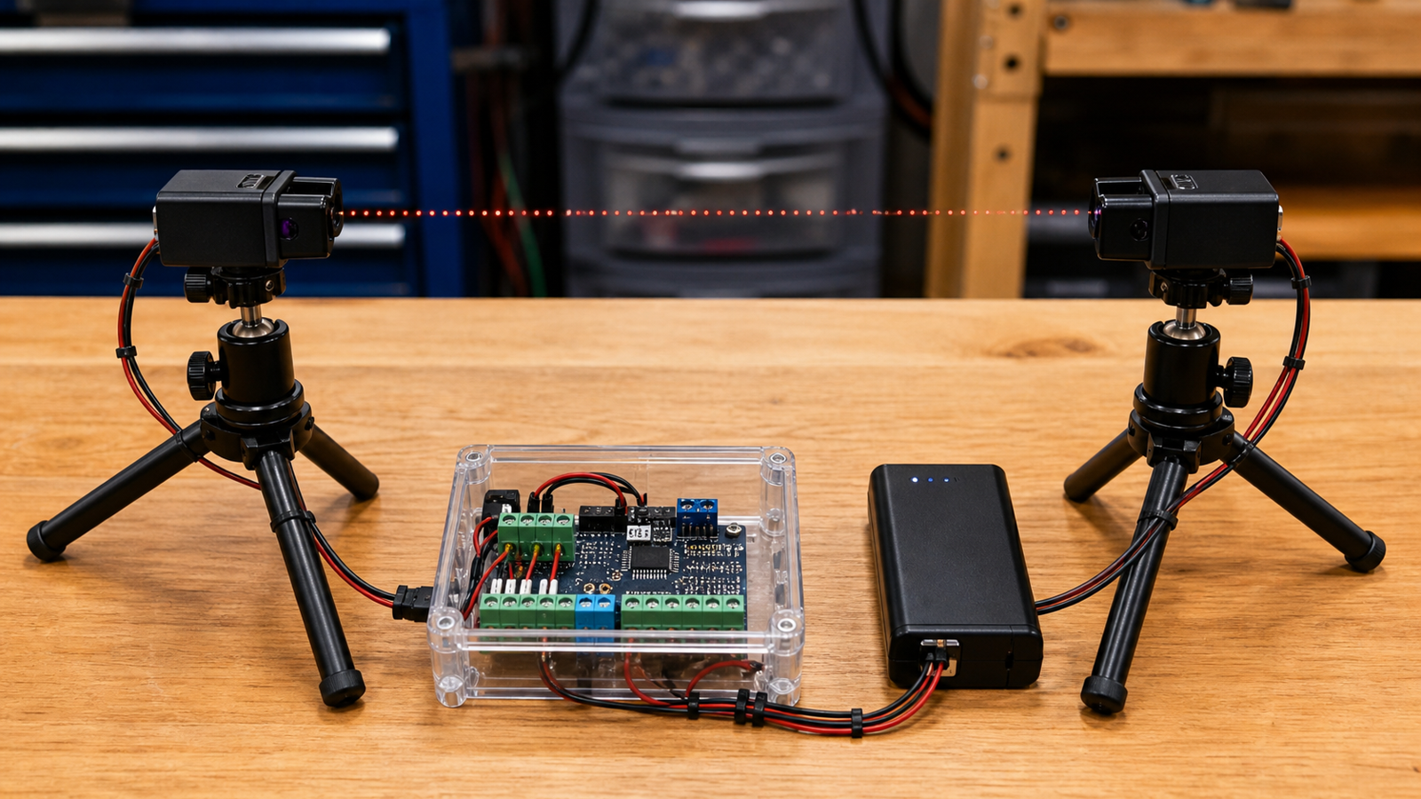 A timing-gate prototype needs aligned sensors, stable mounts and clean wiring.