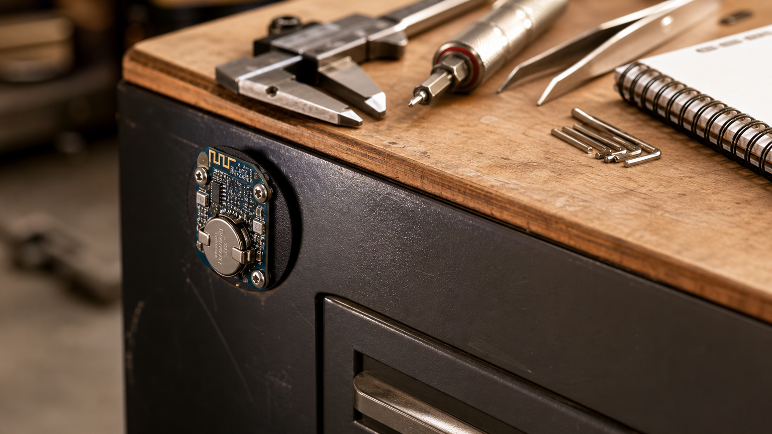 Thread sensor mounted near a maker workbench for placement testing