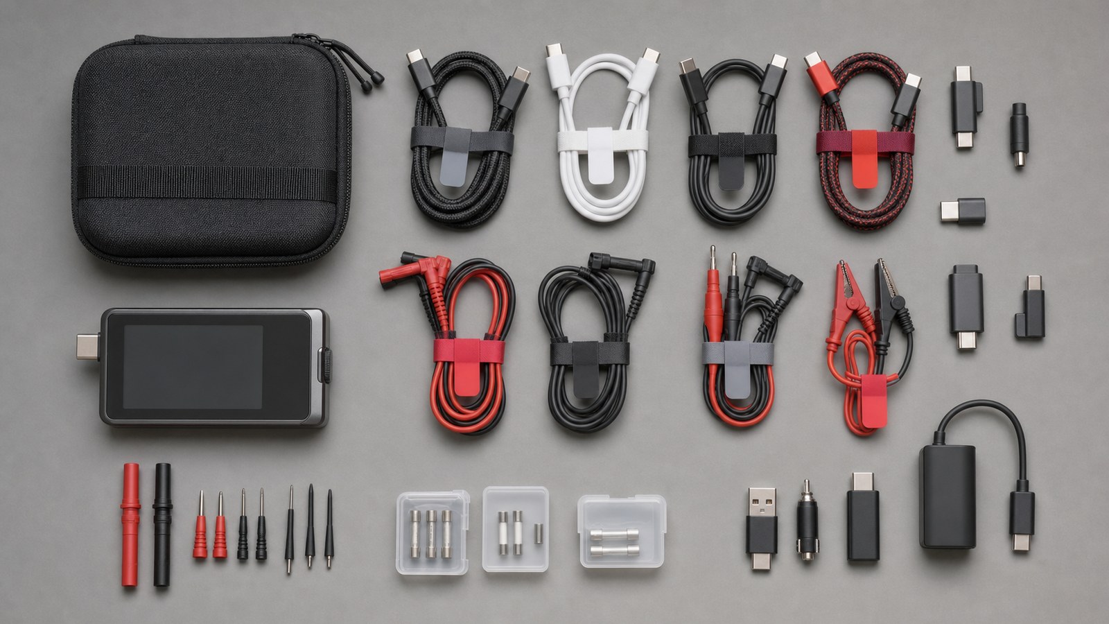 USB-C cable and power accessory test kit for field projects