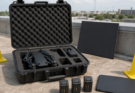 Field inspection kit with drone case, thermal camera reference target and mapping gear