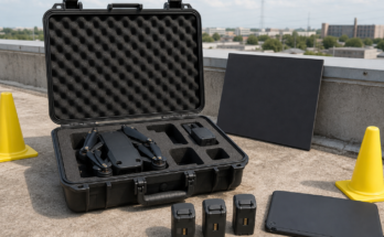 Field inspection kit with drone case, thermal camera reference target and mapping gear