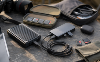 USB4 creator backup kit with SSD enclosure, marked cables and camera media cards
