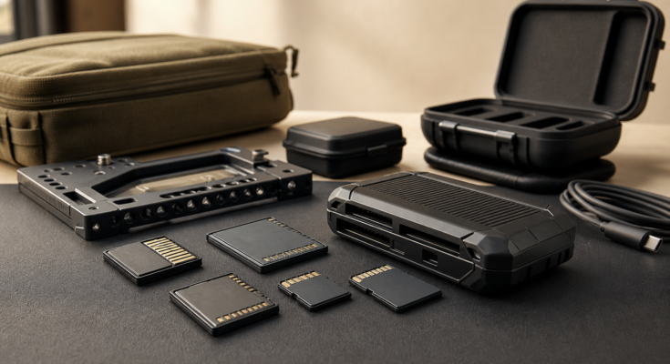 Unbranded memory cards and rugged card reader arranged for a field capture backup workflow Unbranded memory cards and rugged card reader arranged for a field capture backup workflow