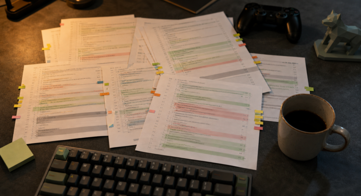A maintainer review desk with printed code diffs, sticky flags, keyboard edge, and warm editorial lighting. A maintainer review desk with printed code diffs, sticky flags, keyboard edge, and warm editorial lighting.