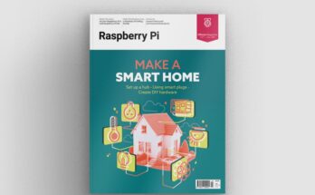 Official Raspberry Pi smart home magazine artwork showing a local-control smart home theme.