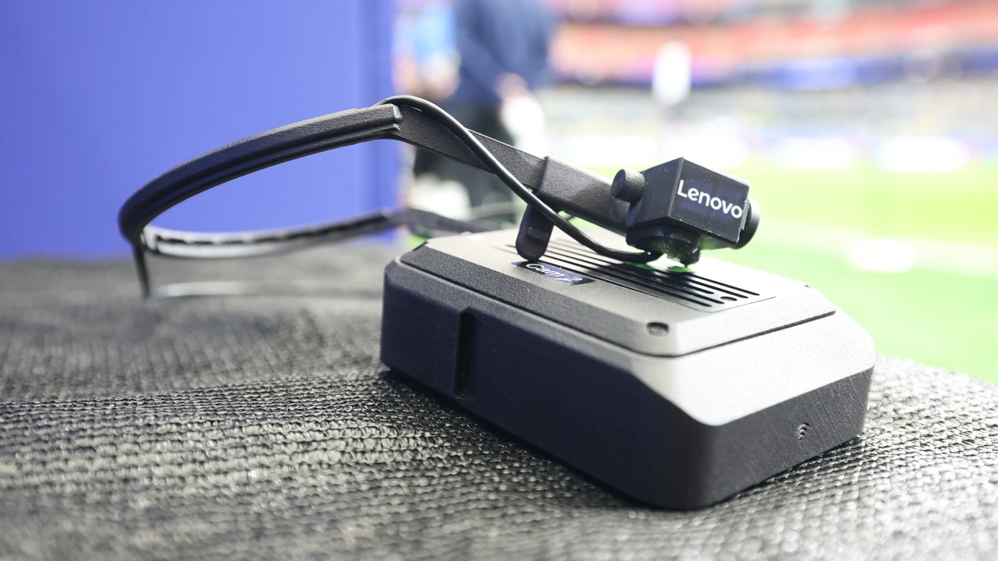 Lenovo referee headset camera used during a FIFA World Cup 2026 match