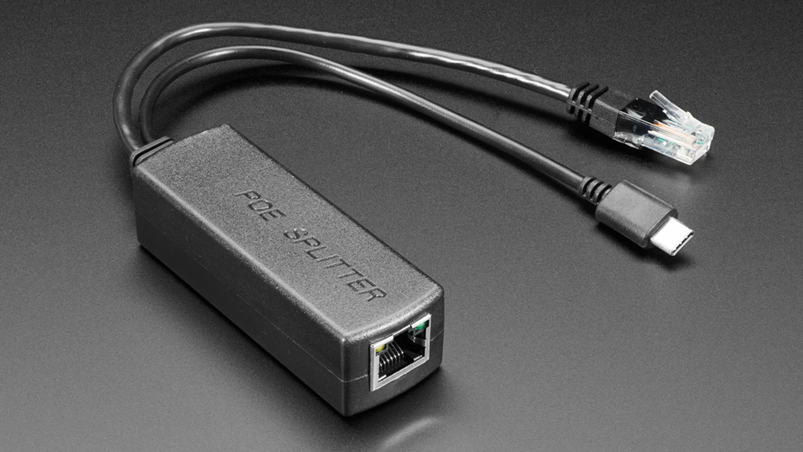 Adafruit 802.3af PoE splitter with Ethernet and USB-C leads