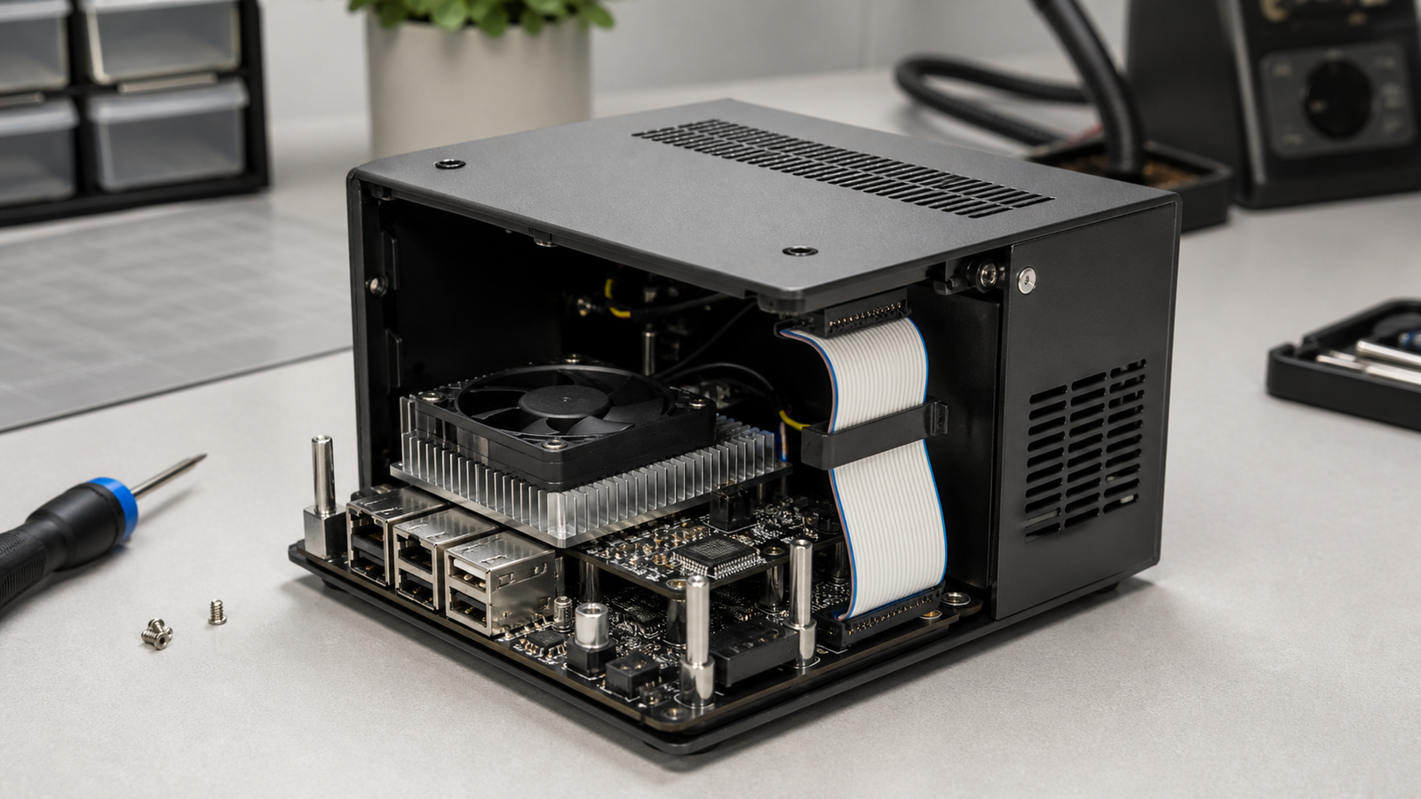 Raspberry Pi appliance enclosure airflow and cable routing