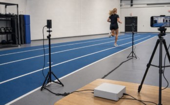 STEM sports timing setup with photogates and phone video