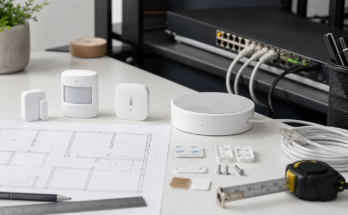 Smart home lab table with Matter sensors, Thread router, and placement plan