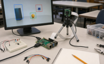 Raspberry Pi-style classroom AI project with camera module and validation notebook