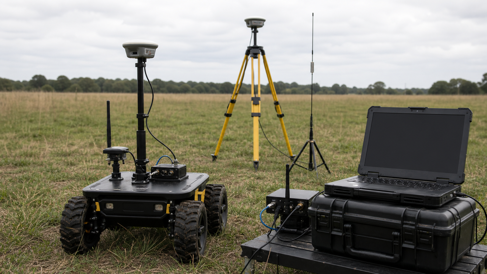 Small field robot test map comparing local correction radio link and LTE NTRIP connection