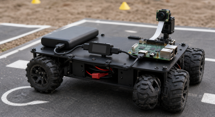 Field robot power kit with USB-C power bank, inline meter, and single-board computer Field robot power kit with USB-C power bank, inline meter, and single-board computer