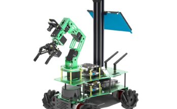 Yahboom ROSMASTER X3 Plus ROS educational robot with mecanum wheels, depth camera mast, and 6DOF robotic arm