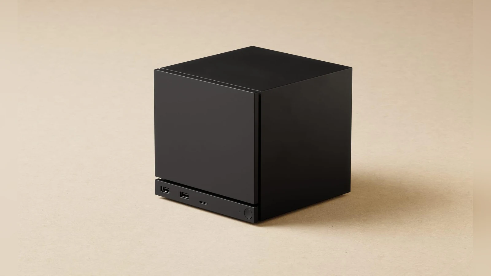 Valve Steam Machine shown from the front and side