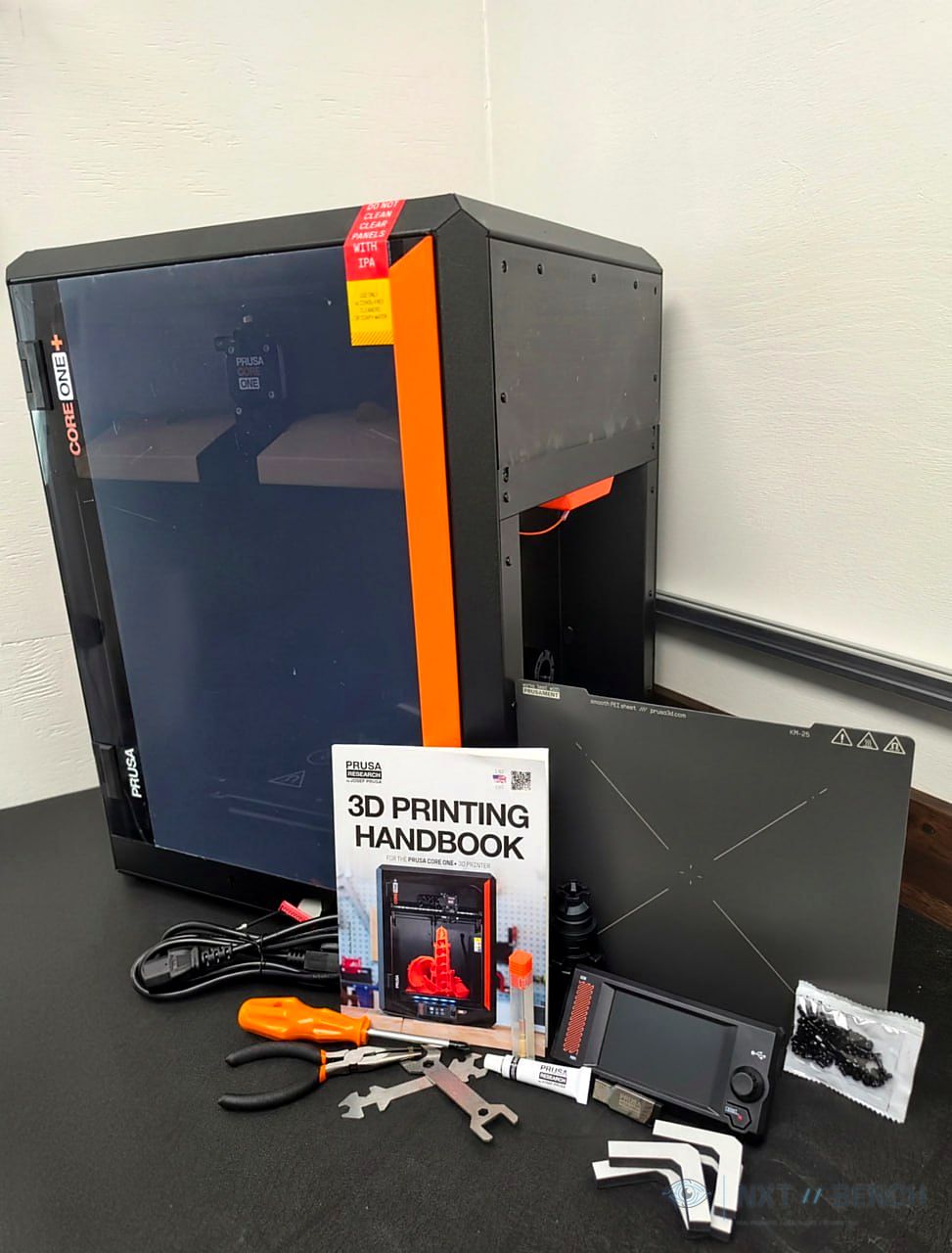 Prusa CORE One+ first-impressions testing at The NXT Bench. Prusa CORE One+ first-impressions testing at The NXT Bench.