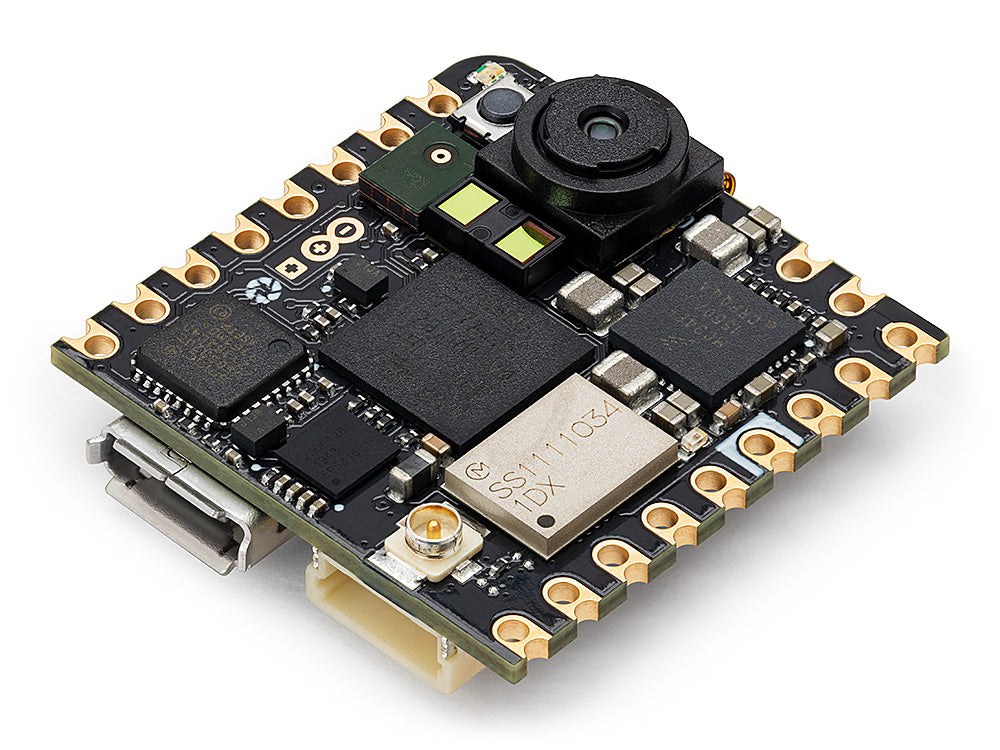 Arduino Nicla Vision camera board on a white background