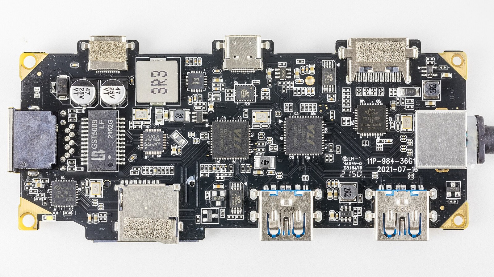 USB interface circuit board photographed from above