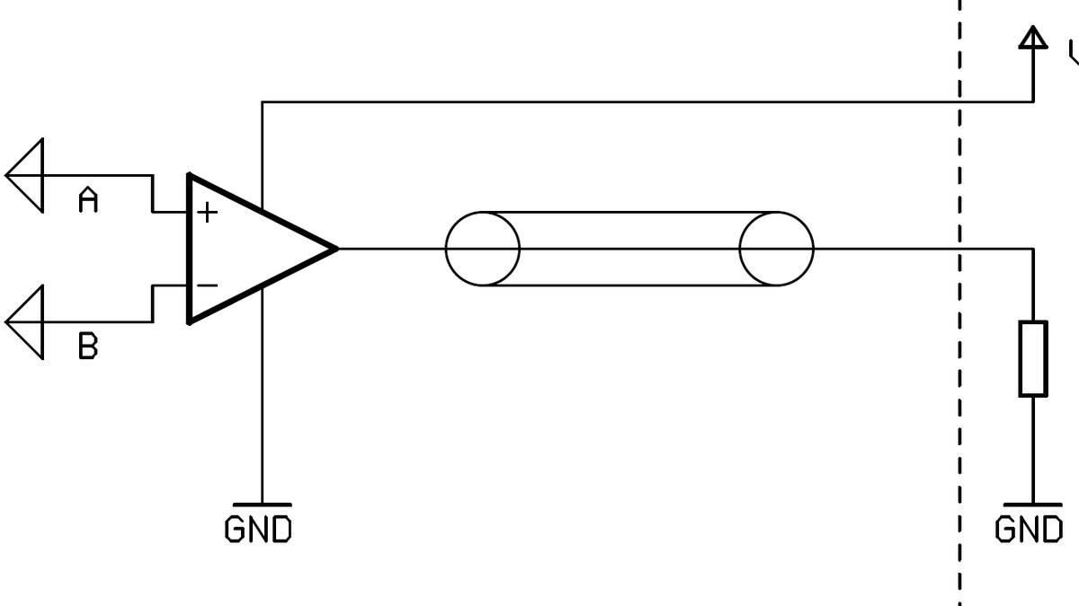 Schematic of a differential oscilloscope probe and ground reference