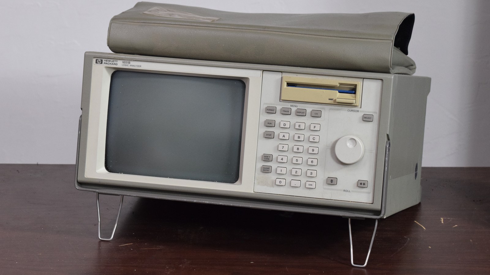 HP 1651B logic analyzer on an electronics workbench
