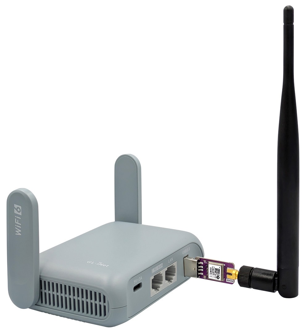 Morse Micro MM8108-EKH19 evaluation setup with external antenna and HaLow equipment