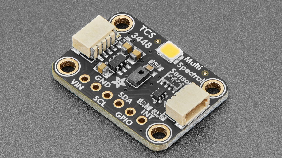 Adafruit TCS3448 14-channel spectral sensor breakout at an angle Adafruit TCS3448 14-channel spectral sensor breakout at an angle