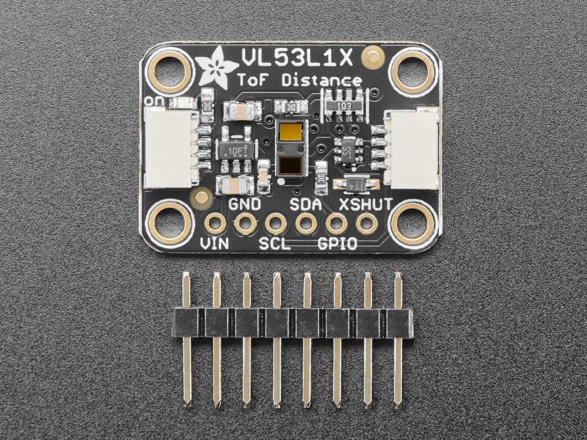 VL53L1X sensor breakout beside unsoldered header pins