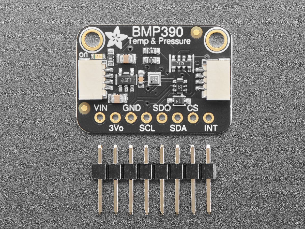 Top view of the Adafruit BMP390 pressure-sensor breakout