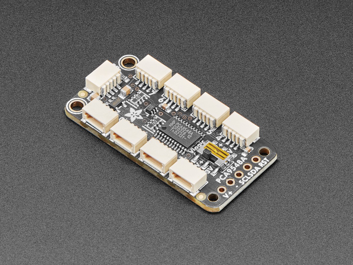 Top view of an Adafruit PCA9548 eight-channel I2C multiplexer board