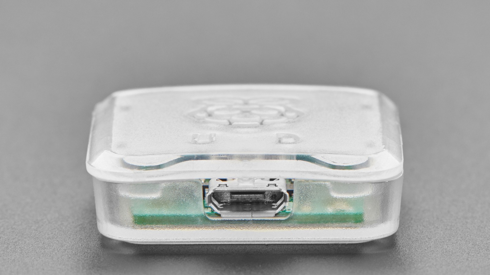Raspberry Pi Debug Probe case showing its micro-USB host connector