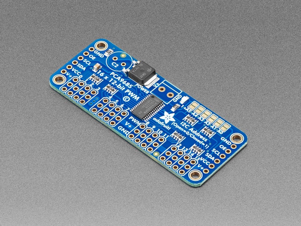 Adafruit PCA9685 board with separate logic VCC and servo V plus connections