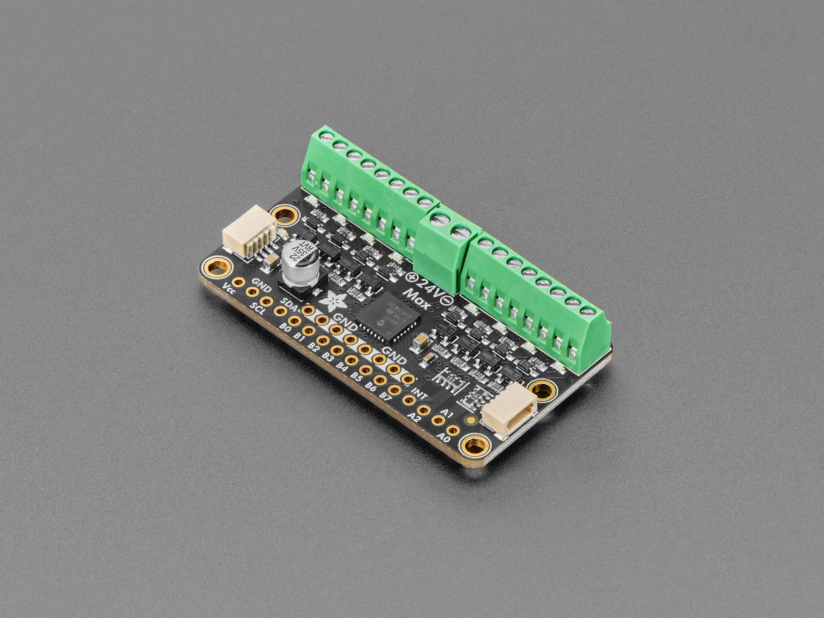 Top view of the Adafruit I2C eight-channel solenoid driver board