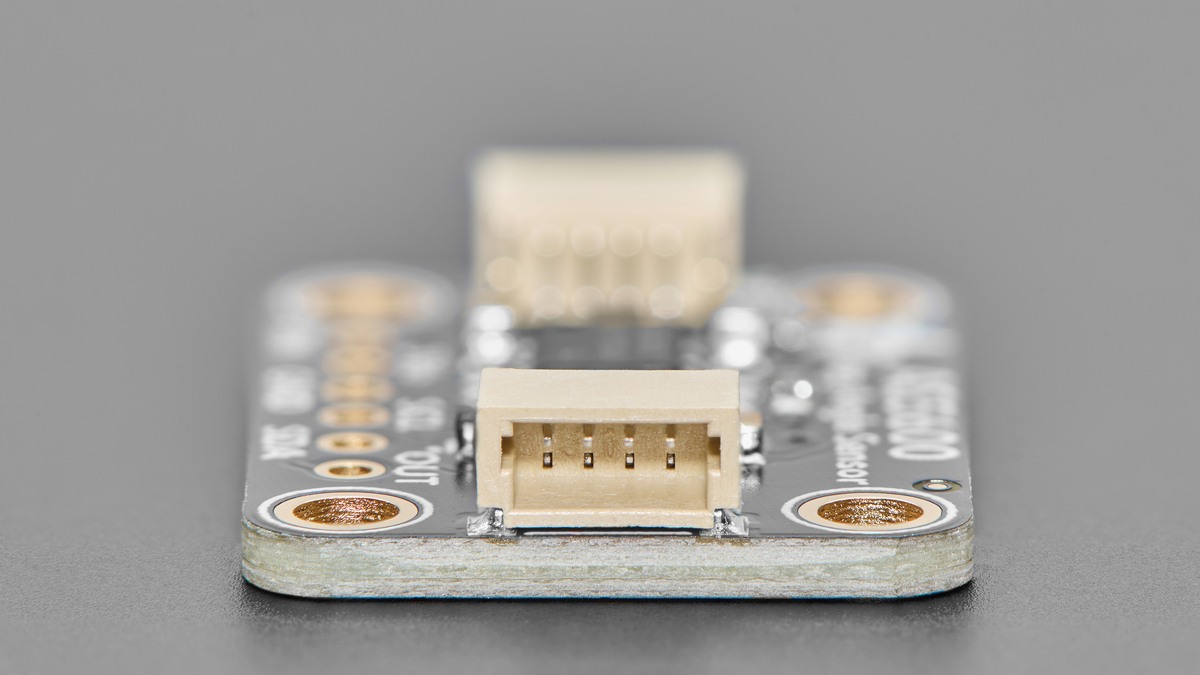 Close-up of the AS5600 breakout STEMMA QT connector and board labels