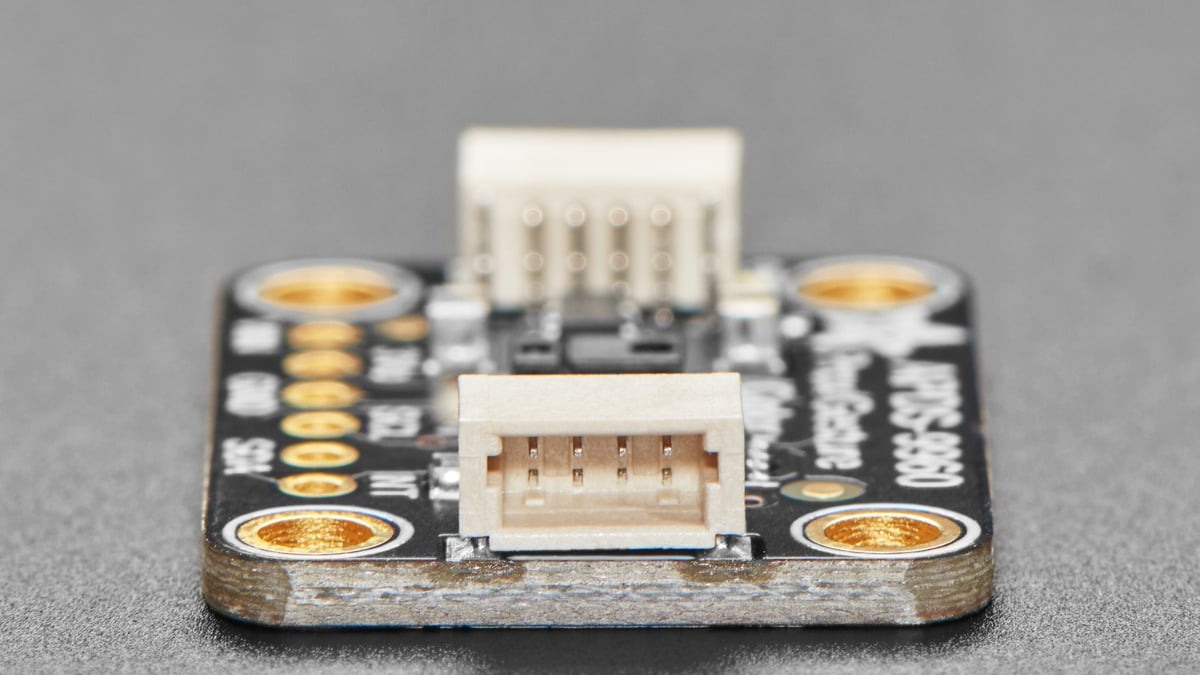 Rear view of the Adafruit APDS9960 breakout and STEMMA QT connectors