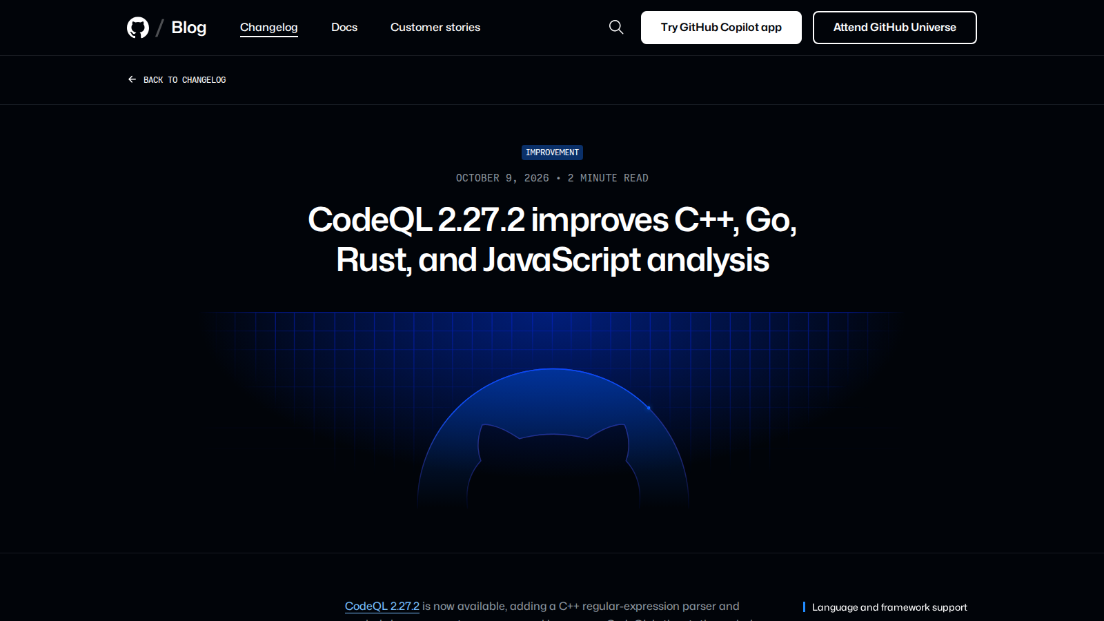 GitHub CodeQL 2.27.2 release page