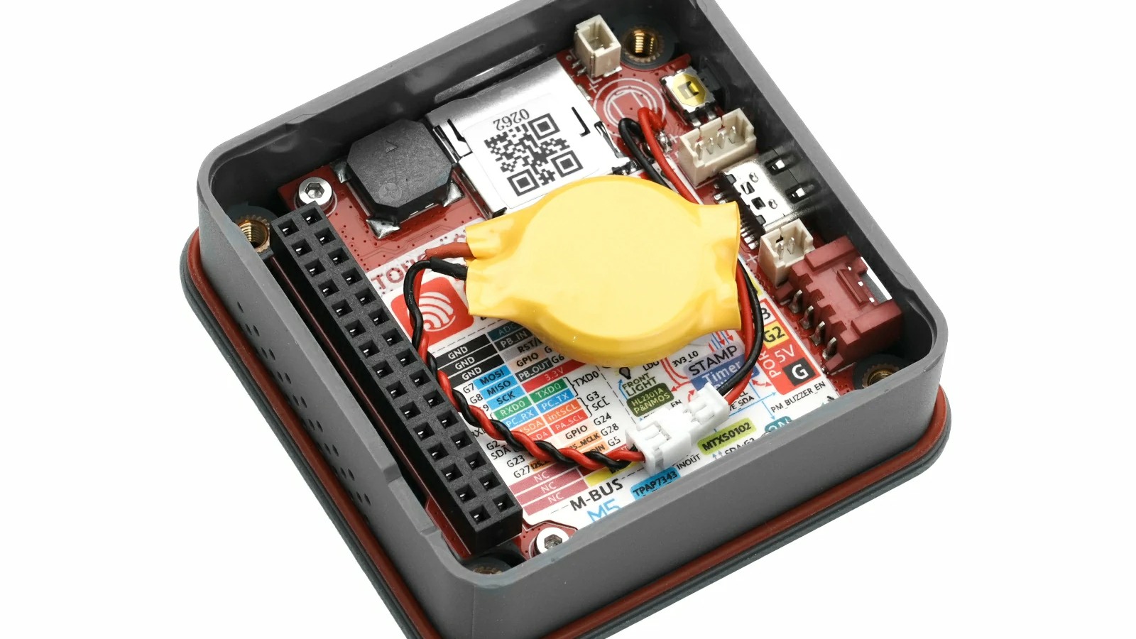 Internal electronics and battery space inside the M5Stack ToughC5 enclosure