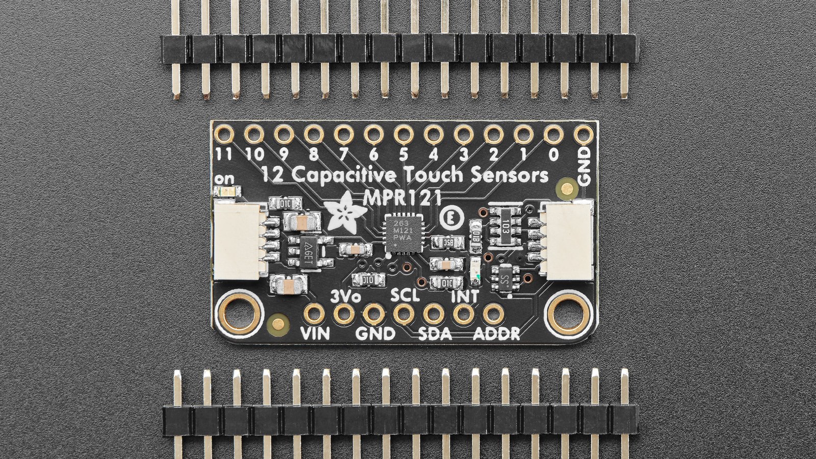 Top-angle view of the Adafruit MPR121 capacitive-touch breakout