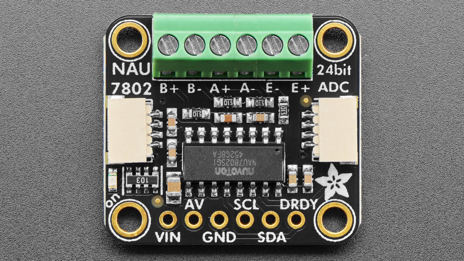 Adafruit NAU7802 breakout connected to a four-wire load cell