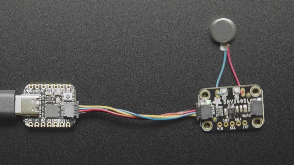 DRV2605L breakout connected to a coin vibration motor