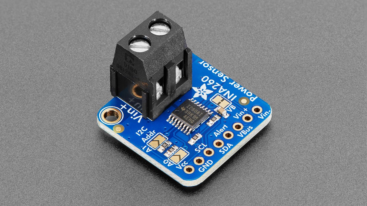 Adafruit INA260 breakout with integrated current shunt and terminal block